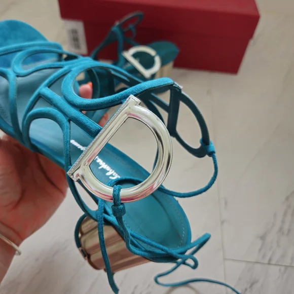 Salvatore Ferragamo Blue Strappy Sandals - Picture 2 of 9